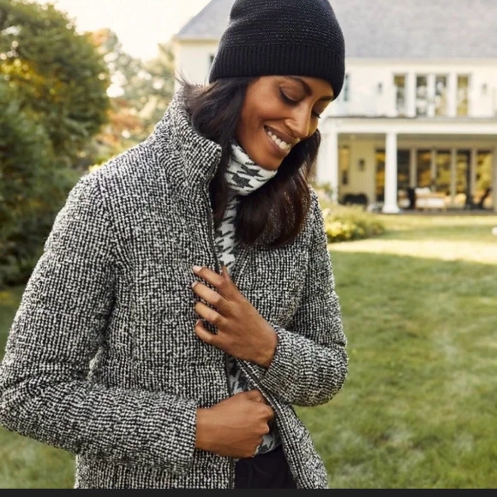 Chico's Black and White Textured Teddy Jacket